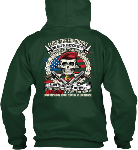 I Love The Freedoms T Shirt, Being A Veteran T Shirt