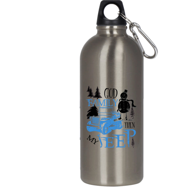 God Family Then My Jeep 20 oz Stainless Steel Bottle,Cute Christmas Outdoor Sports Water Bottle