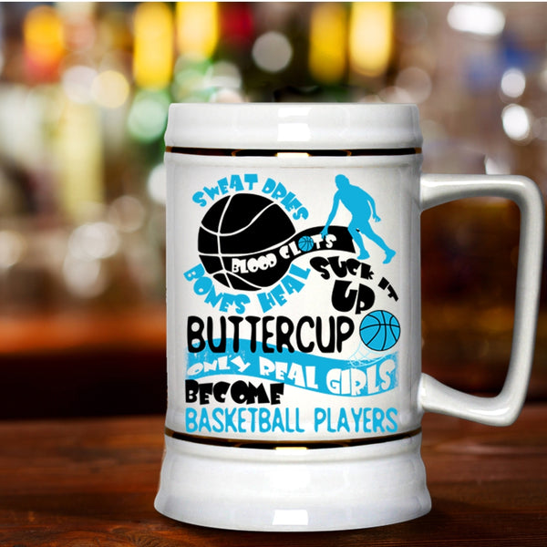 Cute Girls Beer Stein 22oz, Only Real Girls Become Basketball Players Beer Mug