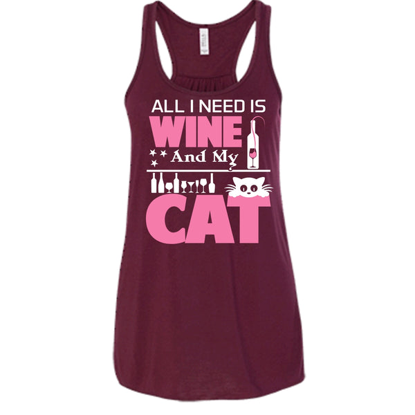 All I Need Is Wine And My Cat Shirt, Cool Cat Shirt