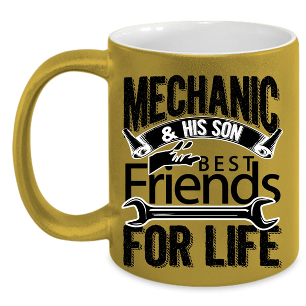 Best Friends For Life Coffee Mug, Mechanic And His Son Accent Mug