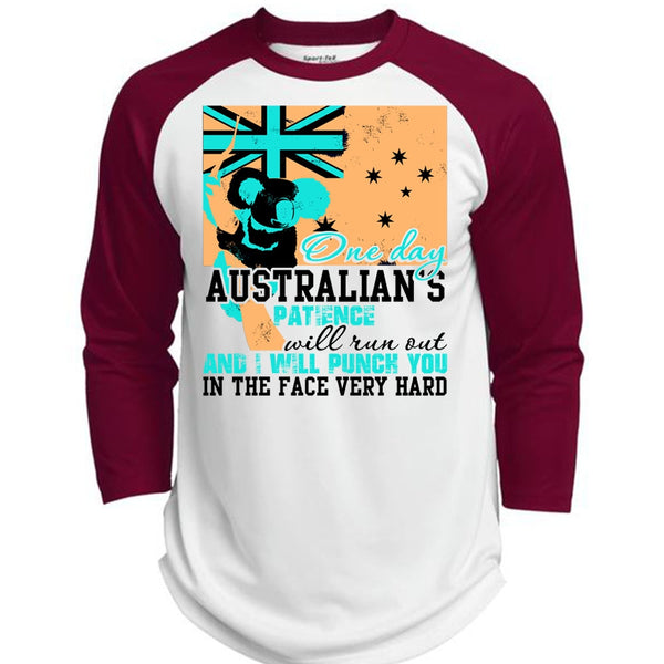 On Day Australian's Patience T Shirt, I Love Veteran T Shirt, Awesome T-Shirts  (Polyester Game Baseball Jersey)
