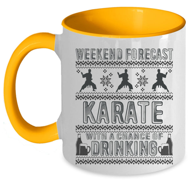 Chance Of Drinking Coffee Mug, Weekend Forecast Karate Accent Mug