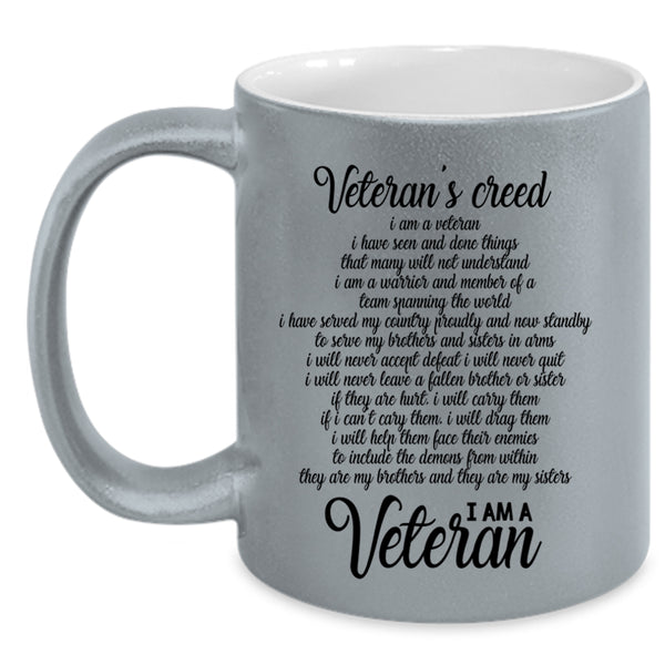 I Am A Veteran Coffee Mug, Veteran's Creed Accent Mug
