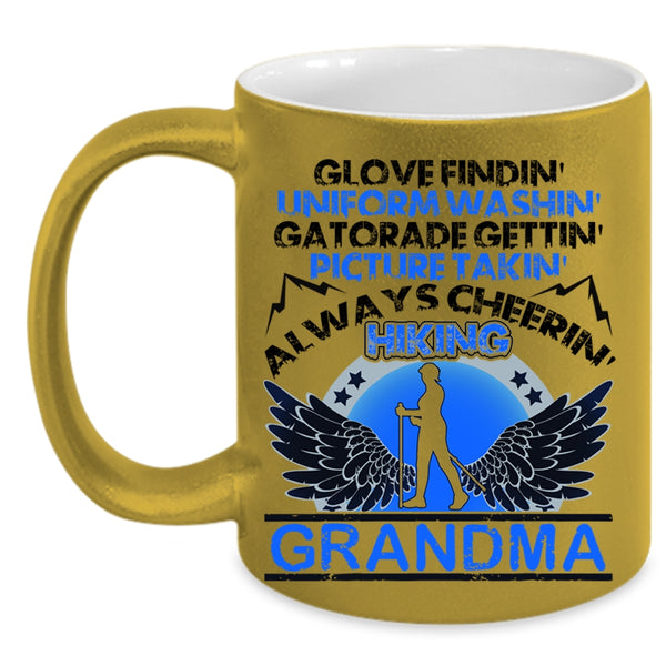 Always Cheering Hiking Grandma Coffee Mug, Glove Finding Picture Taking Accent Mug