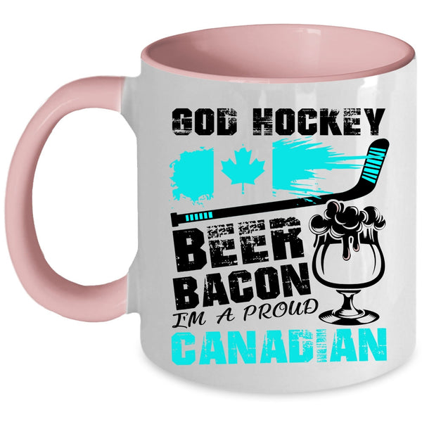 I'm A Proud Canadian Coffee Mug, Hockey Beer Bacon Accent Mug