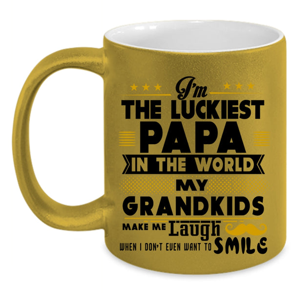 My Grandkids Make Me Laugh Coffee Mug, I'm The Luckiest Papa In The World Accent Mug