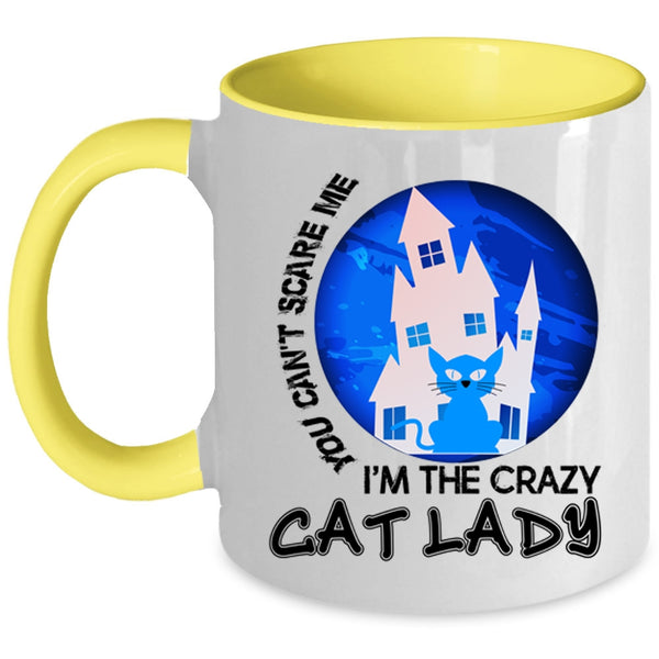 Cool Halloween Coffee Mug, I'm The Crazy Cat Lady Accent Mug
