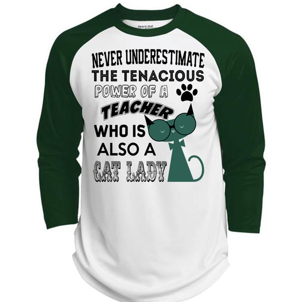 The Tenacious Power Of A Teacher Who Is Also A Cat Lady T Shirt, Being A Teacher T Shirt, Awesome T-Shirts  (Polyester Game Baseball Jersey)