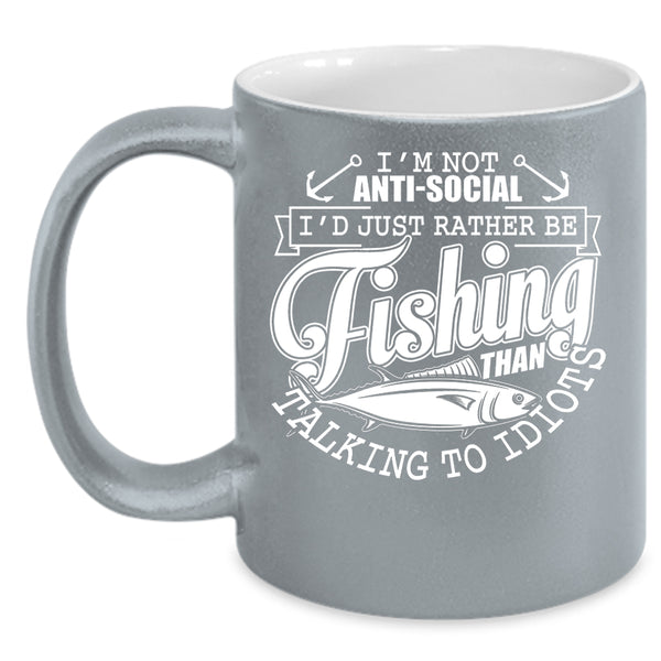 I'd Just Rather Be Fishing Coffee Mug, Cool Fishing Coffee Cup