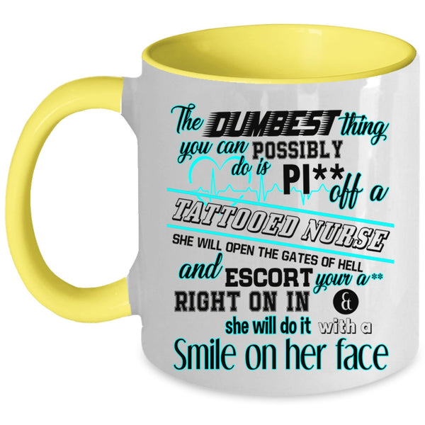 Funny Gift For Nurse Coffee Mug, Tattooed Nurse Accent Mug