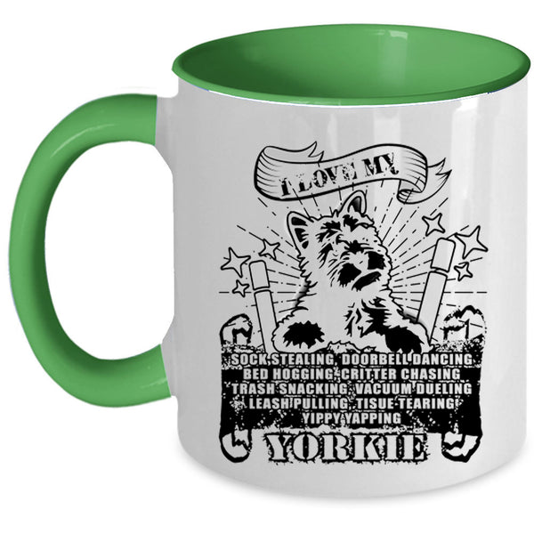 Cute Dogs Coffee Mug, I Love My Yorkie Accent Mug