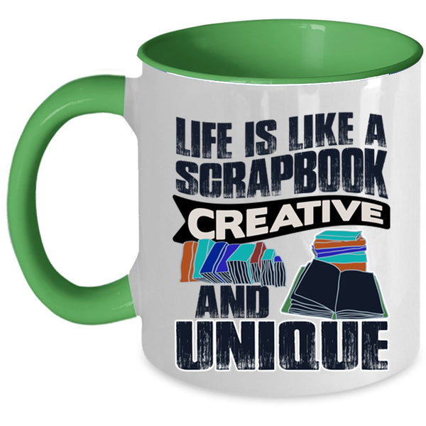 Cool Books Coffee Mug, Life Is Like A Scrapbook Creative Accent Mug