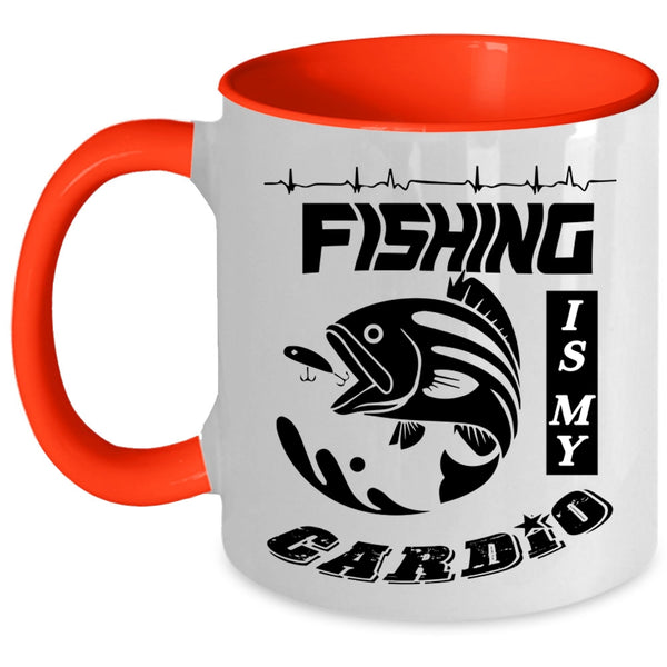 Awesome Fisher Coffee Mug, Fishing Is My Cardio Accent Mug