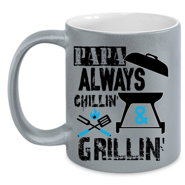 Awesome Papa Coffee Mug, Papa Always Chilling And Grilling Accent Mug