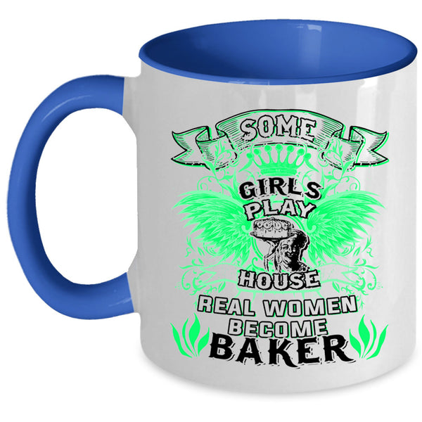 Beautiful Lady Coffee Mug, Real Women Become Baker Accent Mug