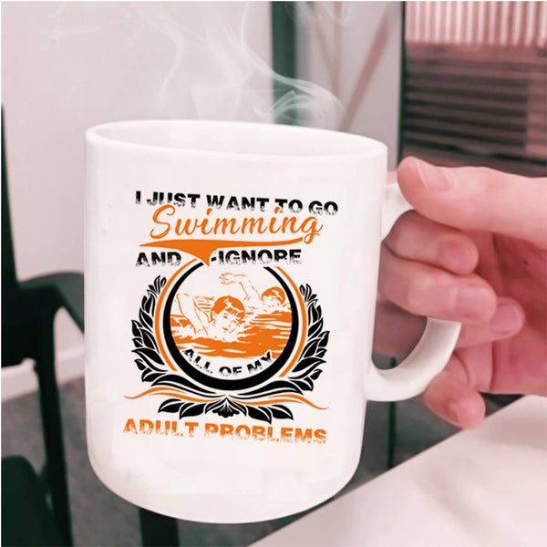 Go Swimming Coffee Mug, I Just Want To Go Swimming Cup