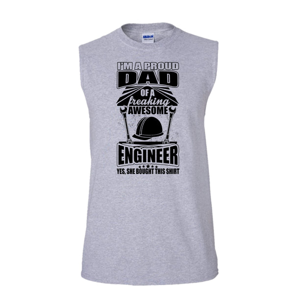 I'm A Proud Dad T Shirt, Coolest Engineer Dad Tank Top (Men's Cotton Sleeveless)