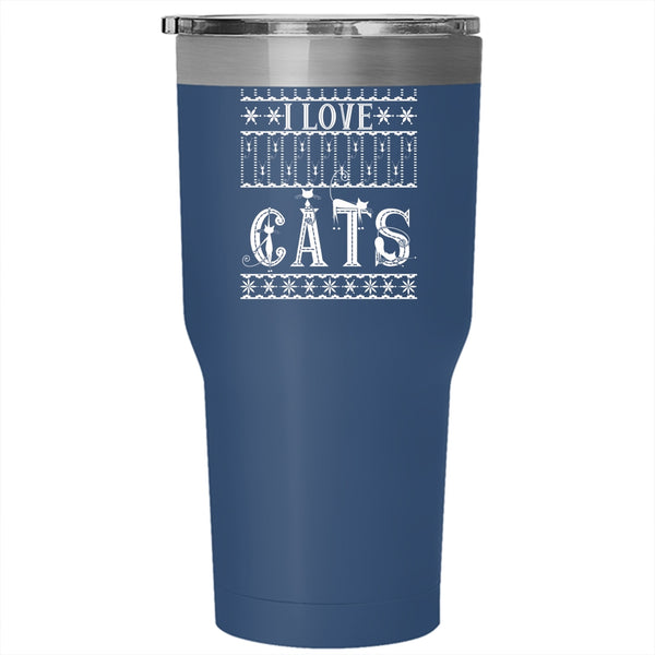 I Love Cats Tumbler 30 oz Stainless Steel, Christmas Gift For Cat Lover Travel Mug