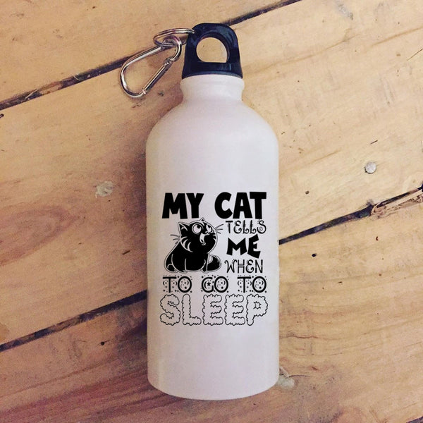 My Cat Tells Me When To Go To Sleep 20 oz Stainless Steel Bottle,Cute Cats Outdoor Sports Water Bottle