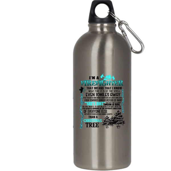 I'm A Firefighter 20 oz Stainless Steel Bottle,Christmas Tree Outdoor Sports Water Bottle