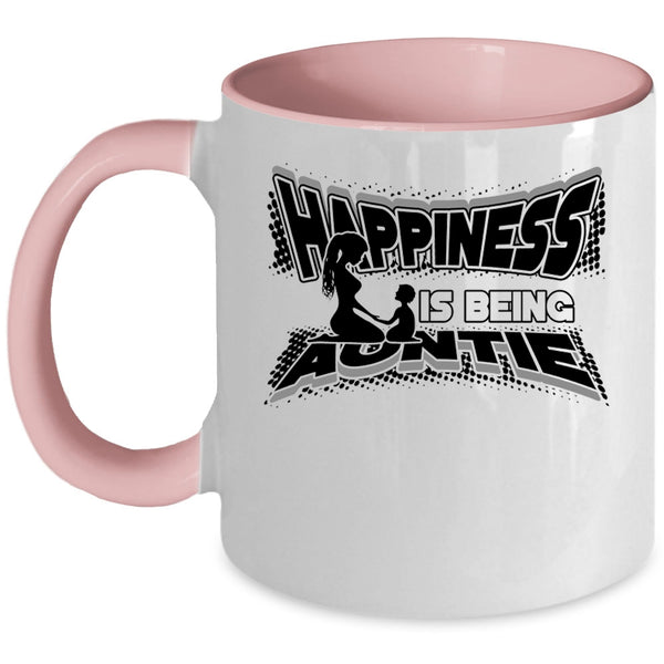 Cute Aunt Coffee Mug, Happiness Is Being Auntie Accent Mug