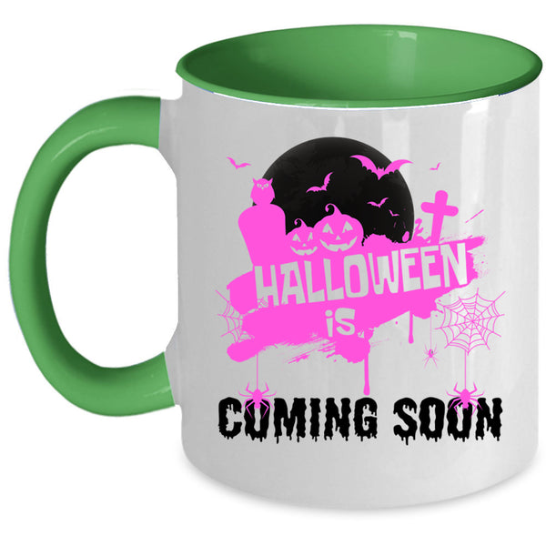 Cool Halloween Coffee Mug, Halloween Is Coming Soon Accent Mug