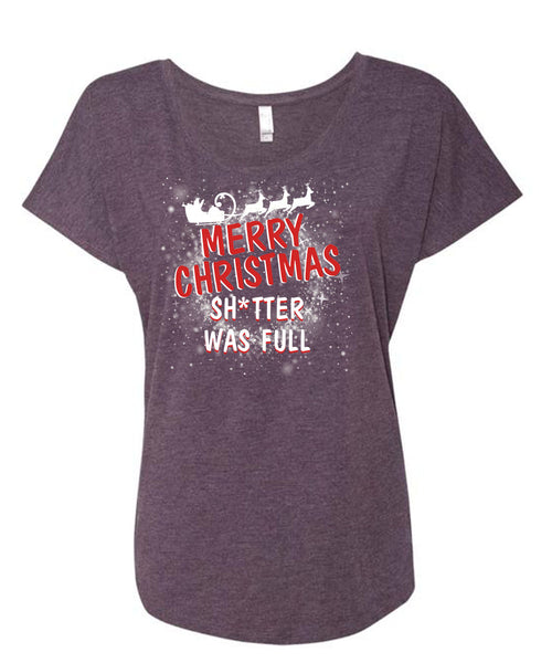 Merry Christmas T Shirt, This Girl Loves Christmas T Shirt, Cool Shirt (Ladies' Triblend Dolman Sleeve)