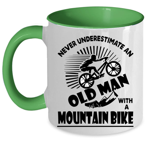 Cool Grandpa Coffee Mug, Old Man With A Mountain Bike Accent Mug