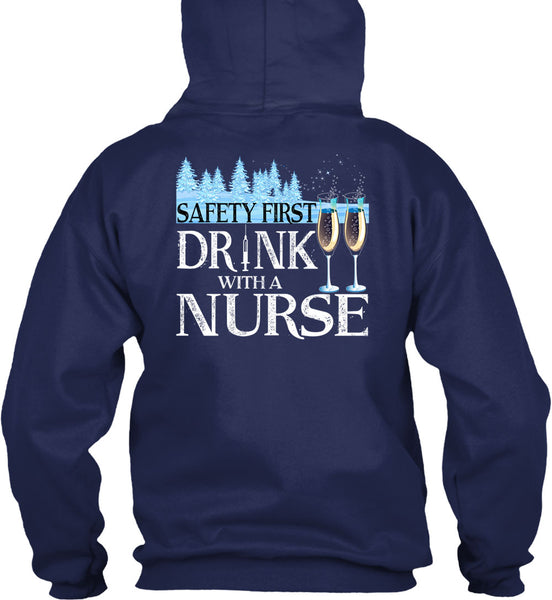 Safety First Drink With A Nurse T Shirt, I Love Christmas T Shirt