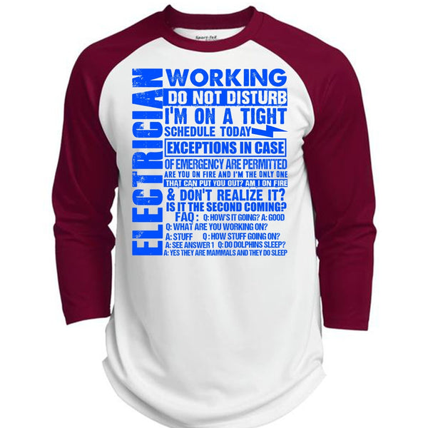 Electrician Working Do Not Disturb T Shirt, I Love Electrician T Shirt, Awesome T-Shirts  (Polyester Game Baseball Jersey)