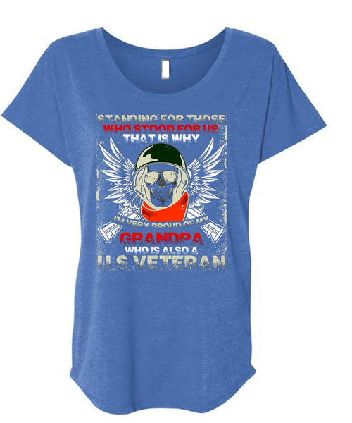 Grandpa Who Is Also US Veteran T Shirt, Being A Veteran T Shirt, Cool Shirt (Ladies' Triblend Dolman Sleeve)