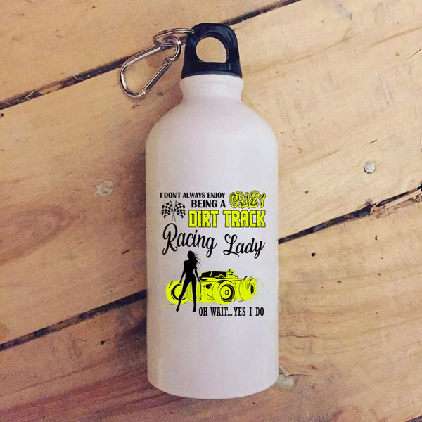 Being A Crazy Dirt Track Racing Lady 20 oz Stainless Steel Bottle,Cute Lady Outdoor Sports Water Bottle