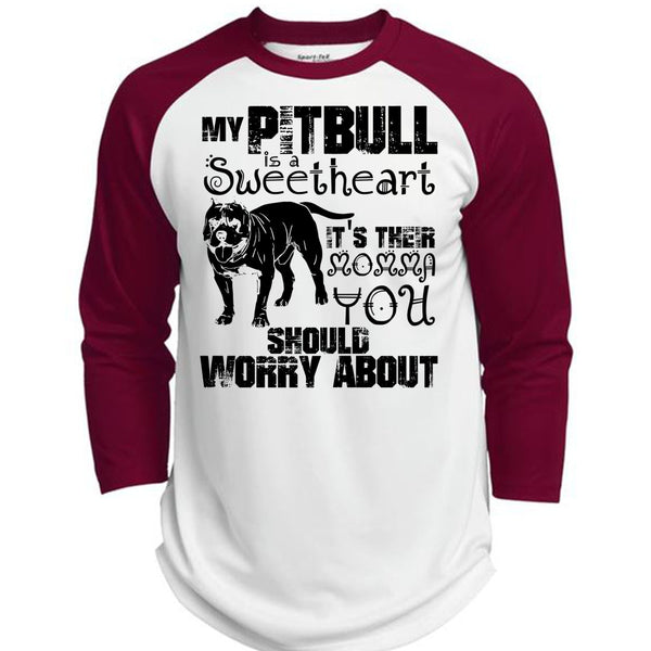 My Pit Bull Is Sweetheart T Shirt, I Love Pit Bull T Shirt, Awesome T-Shirts  (Polyester Game Baseball Jersey)