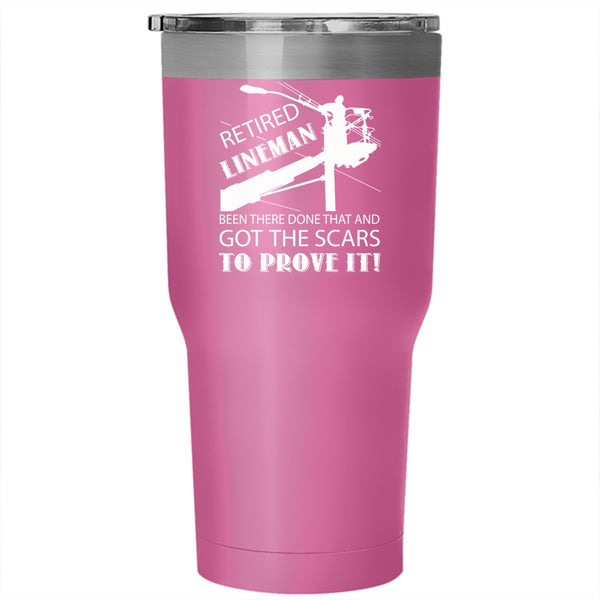 Retired Lineman Tumbler 30 oz Stainless Steel, Cool Gift For Grandpa Travel Mug