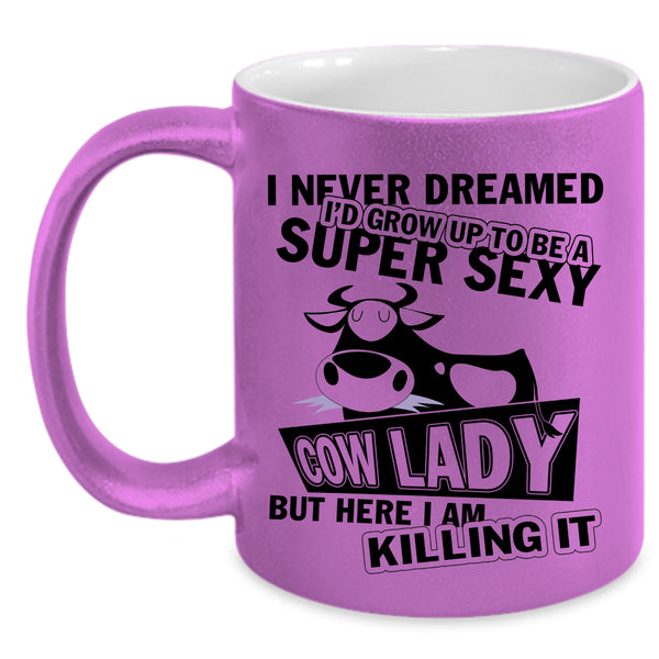 Cool Cow Lady Coffee Mug, I'd Grow Up To Be A Cow Lady Accent Mug