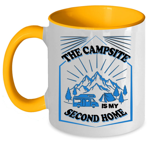 Cute Camper Coffee Mug, The Campsite Is My Second Home Accent Mug