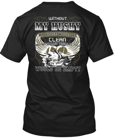 A black t-shirt with the shopify logo