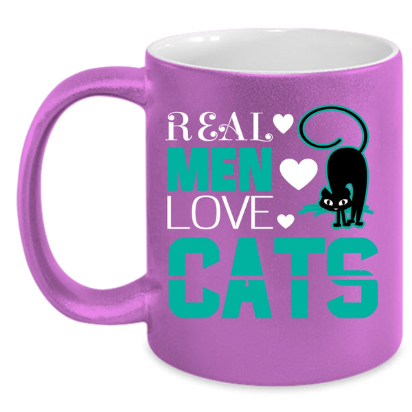 Real Men Love Cats Coffee Mug, Awesome Gift For My Son Coffee Cup