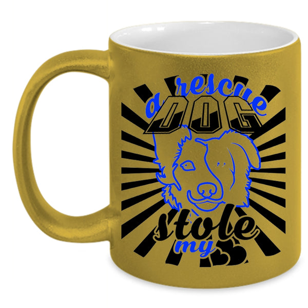 I Love Dogs Coffee Mug, A Rescue Dog Stole My Heart Accent Mug