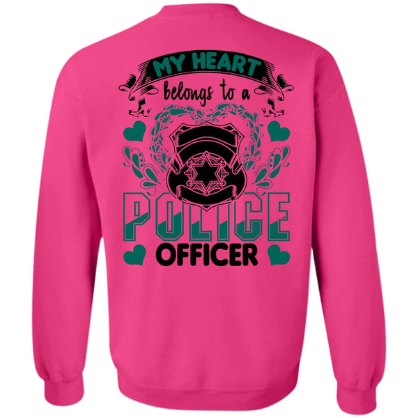 I Love Police T Shirt, My Heart Belongs To A Police Officer Sweatshirt