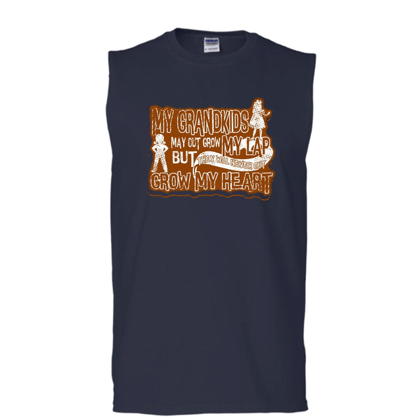 My Grandkids May Grow Out T Shirt, Never Out Grow My Heart Tank Top (Men's Cotton Sleeveless)