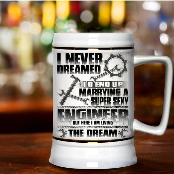 I Love Engineer Beer Stein 22oz, I'd End Up Marrying An Enginner Beer Mug