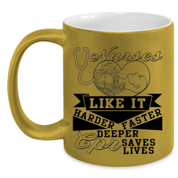 Harder Faster Deeper Coffee Mug, Nurses Accent Mug