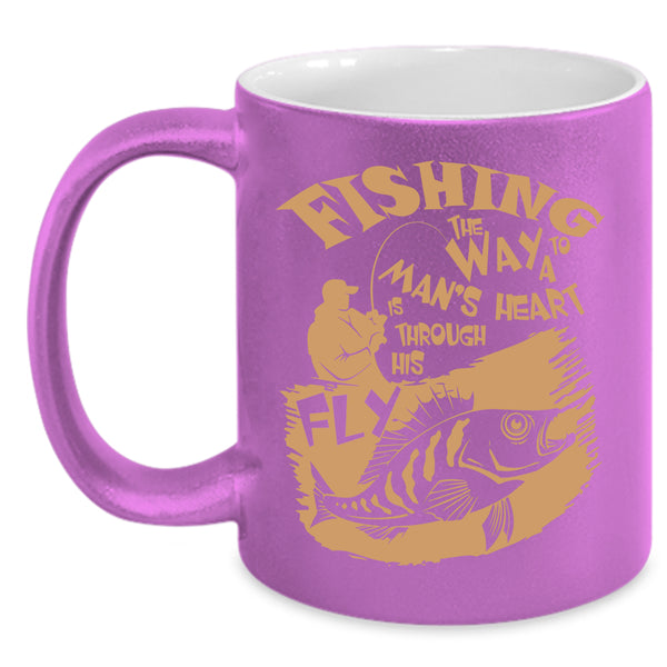 Fishing The Way To A Man's Heart Coffee Mug, I Love Husband Coffee Cup
