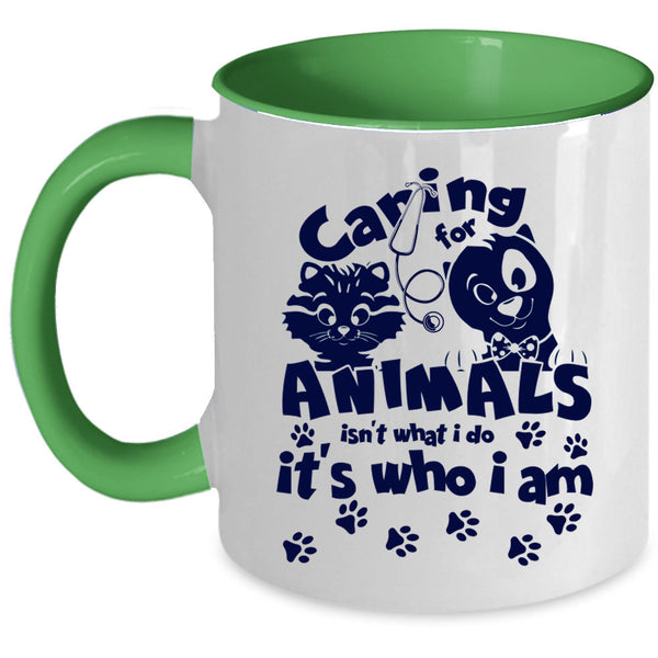 Cute Gift For Vet Tech Coffee Mug, Caring For Animals Accent Mug