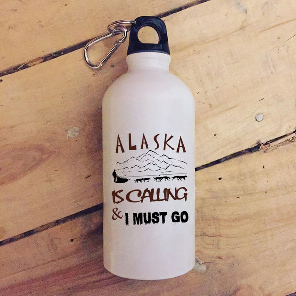 Alaska Is Calling And I Must Go 20 oz Stainless Steel Bottle,Cute Alaska Outdoor Sports Water Bottle