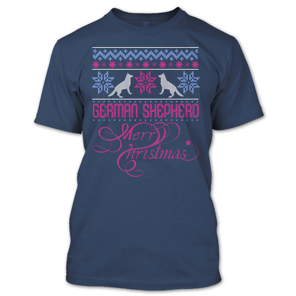 German Shepherd T Shirt, Merry Christmas T Shirt