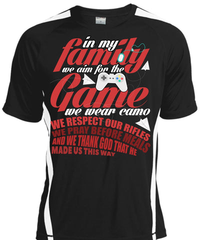 A black t-shirt with the shopify logo