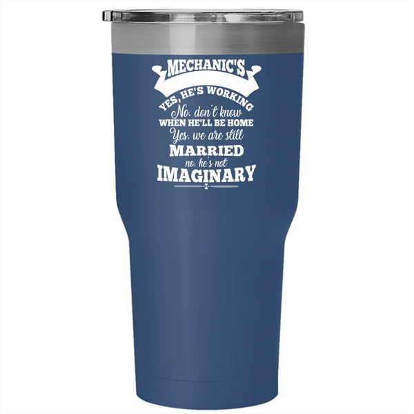 Mechanic's Wife Tumbler 30 oz Stainless Steel, Cool Just Married Travel Mug